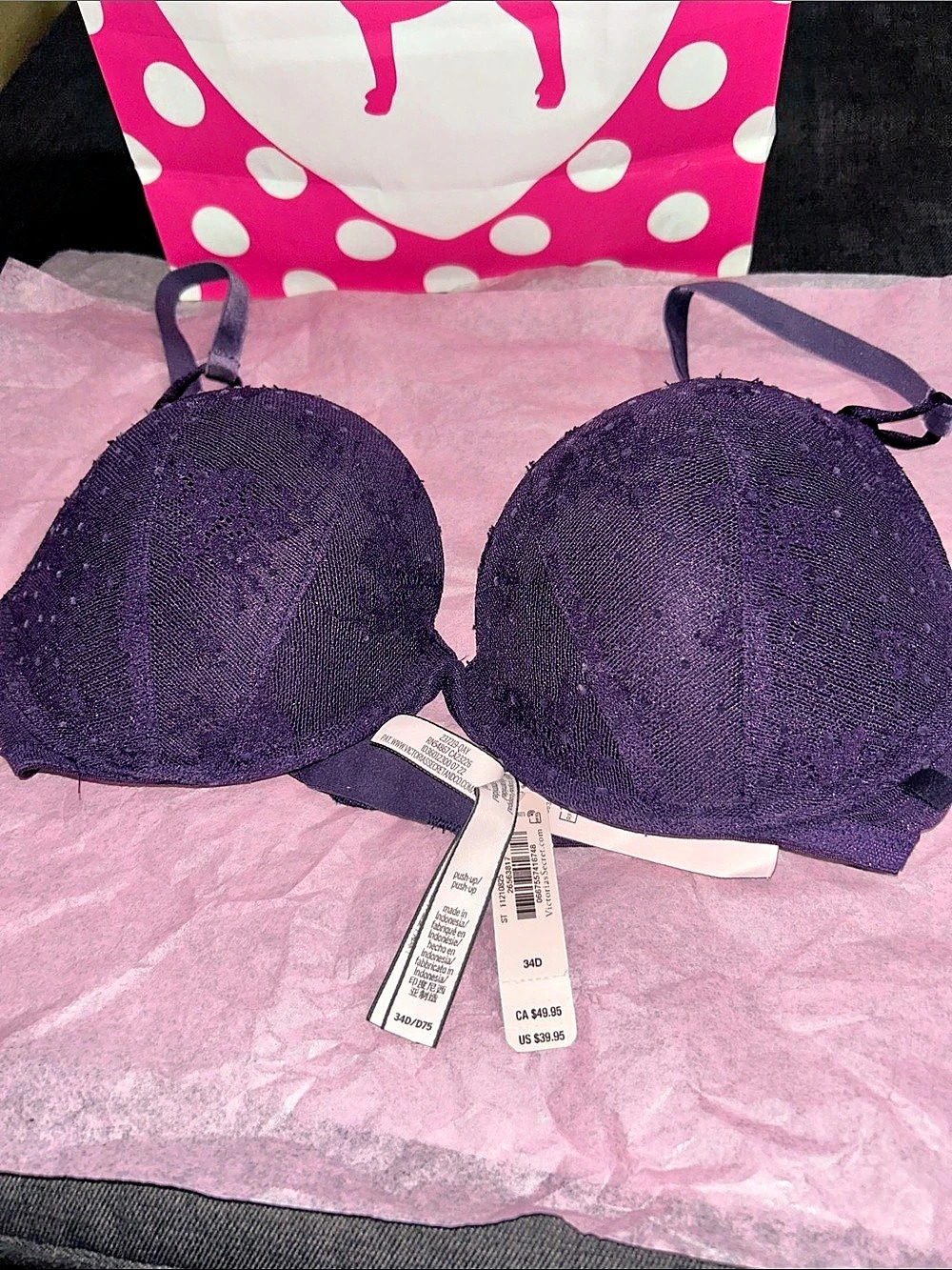 Victoria's Secret Push-Up Bra Purple Size 34D NWT